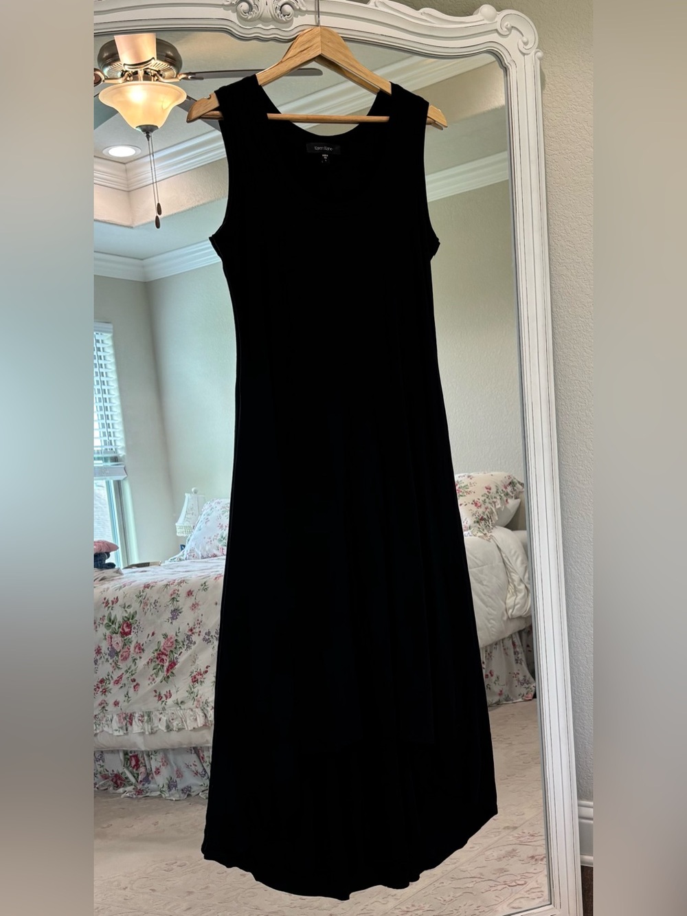 KAREN KANE Sz Large Black Sleeveless High Low Dress Lined Cotton Jersey EUC - Picture 2 of 7